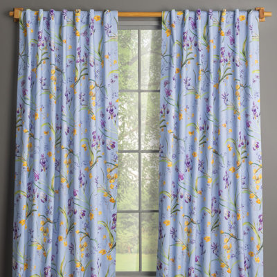 Maison d' Hermine Curtains for Living Room 100% Cotton 108 inch Length Two Panel Light Filtering Curtains for Windows with Rod and Loop Pockets Valentines Day Gifts (Iris - Blue, 50"W x 108"L)