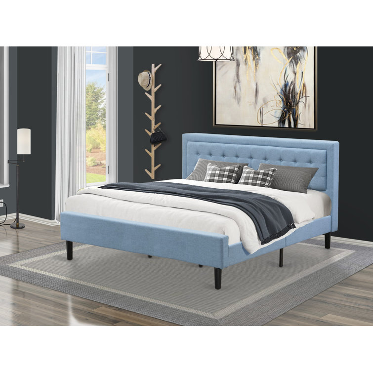 Accent Tuscany Full Upholstered Bed in Ocean Blue and Blue | NFM