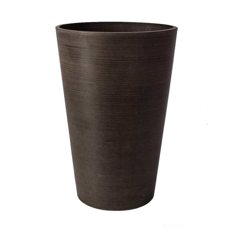Miley Tall Round Taper Pot Planter, Taupe, 18" H x 8.5" W x 12" D