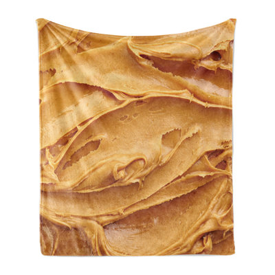 Ambesonne Peanut Butter Fleece Throw Blanket American Breakfast Pale Brown 80015