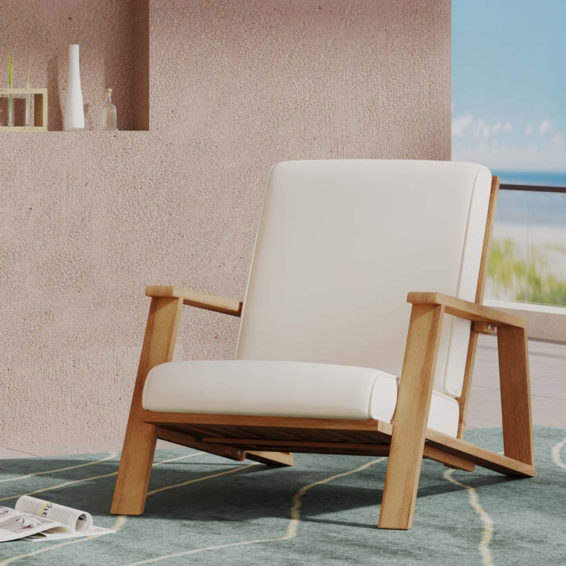 Fauteuil d'extérieur en bois d'acacia, Beige