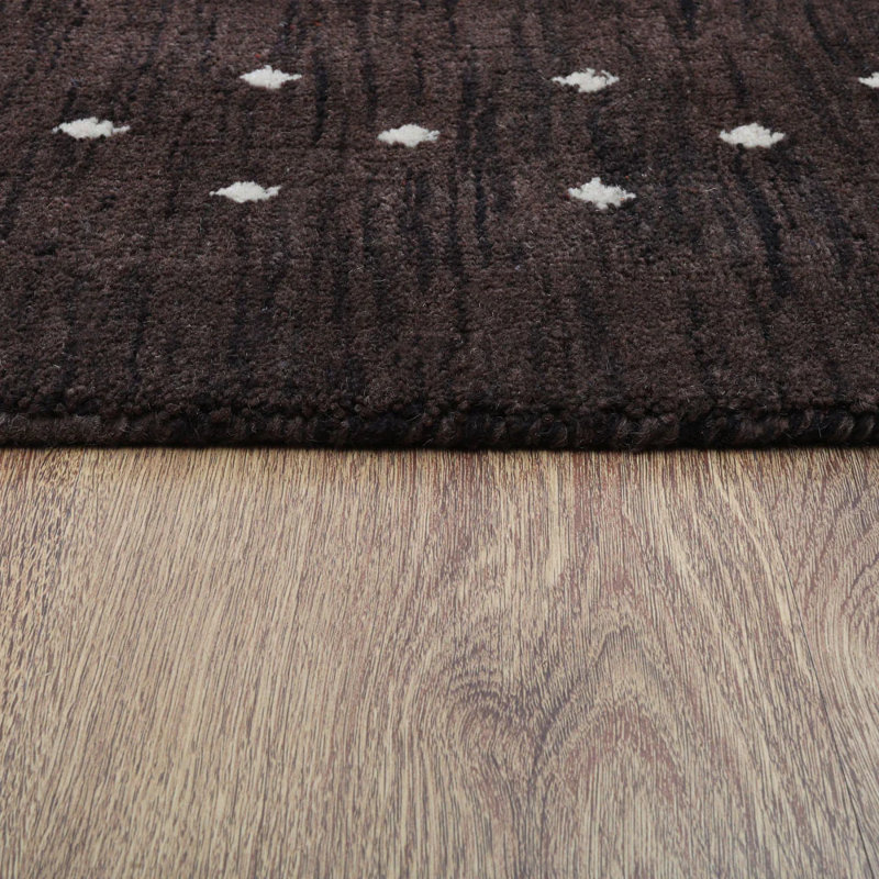 Anley Hand Knotted Loom Wool Eco-Friendly Area Rugs - Sqaure, Brown Color, Contemporary Modern Design, High Pile Thick Handmade Anti Skid Area Rugs for Living Room, Bed Room