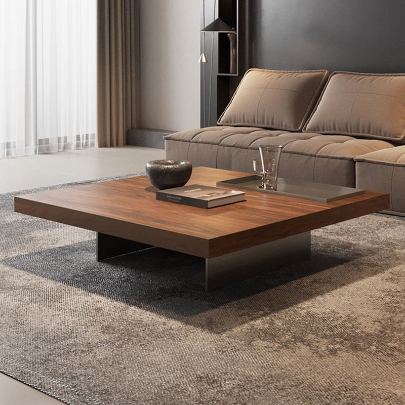 Walnut Solid Wood Square Coffee Table, 11.02" H x 39.37" W x 39.37" D