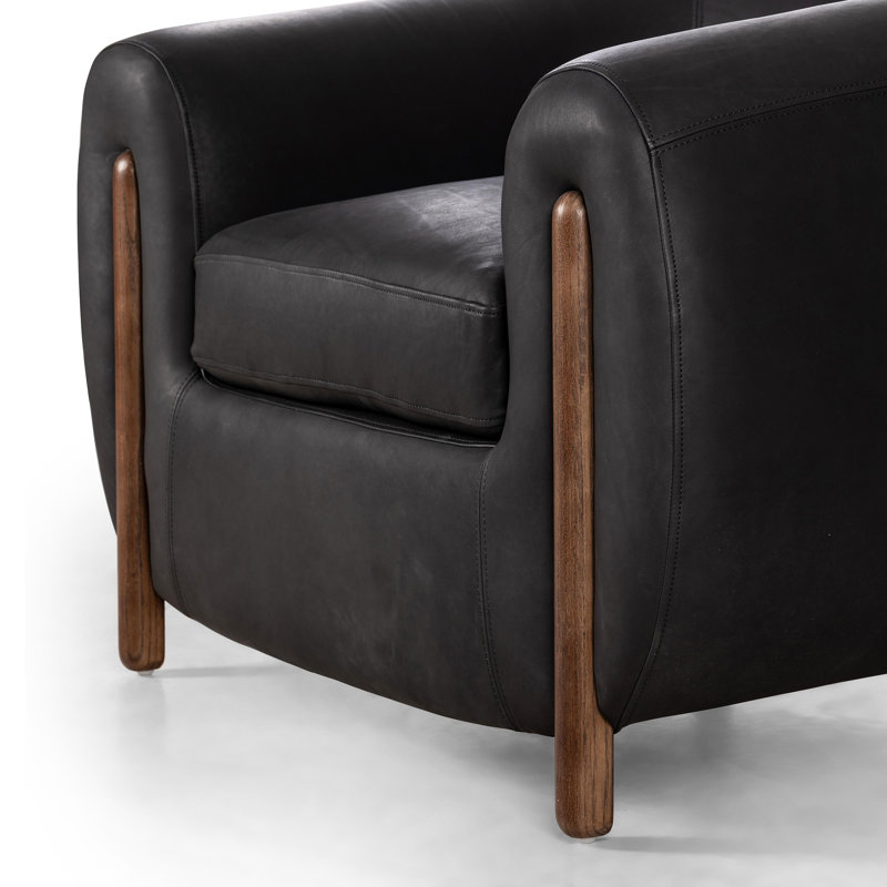 Lyla Barrel Chair, Heirloom Black Leather