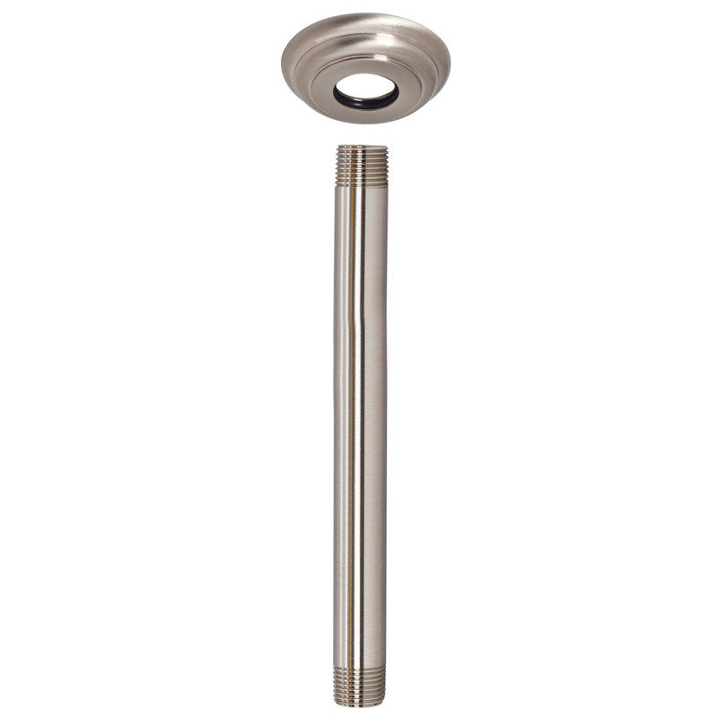 Bras de douche rond 1/2 po x 8 po avec bride, Acier inoxydable
