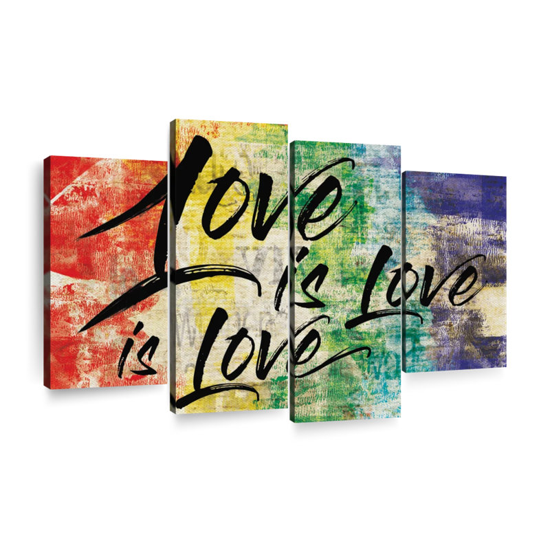 «Love Is Love Is Love», reproduction sur toile tendue 4 pièces, H 54 po x l 84 po x P 1,25 po