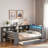 Wood Platform Bed With Storage Shelves, Trundle, Charging Station, Led, Desk And Upholstered Headboard-35853081