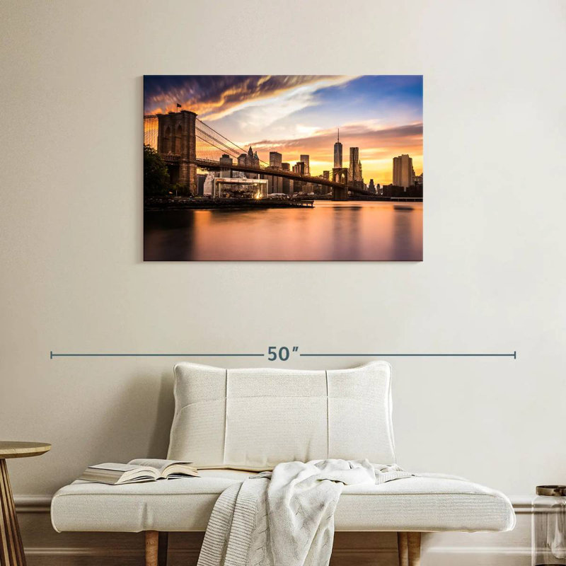 Lilie Brooklyn Bridge Sunset, 24" H x 36" W