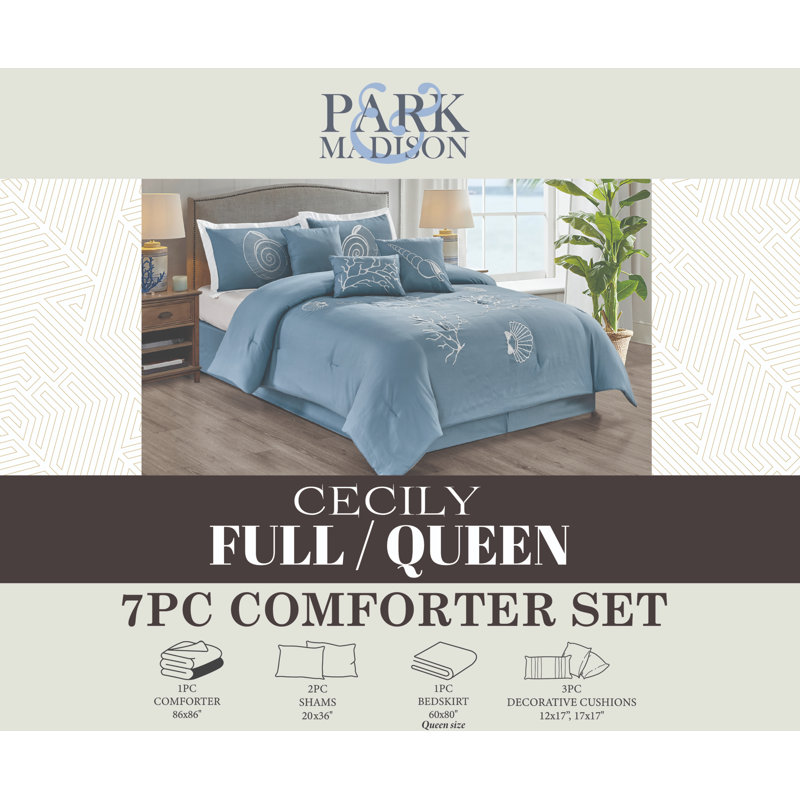 Cecily Coastal Abstract Comforter, Queen Comforter + 6 Additional Pieces