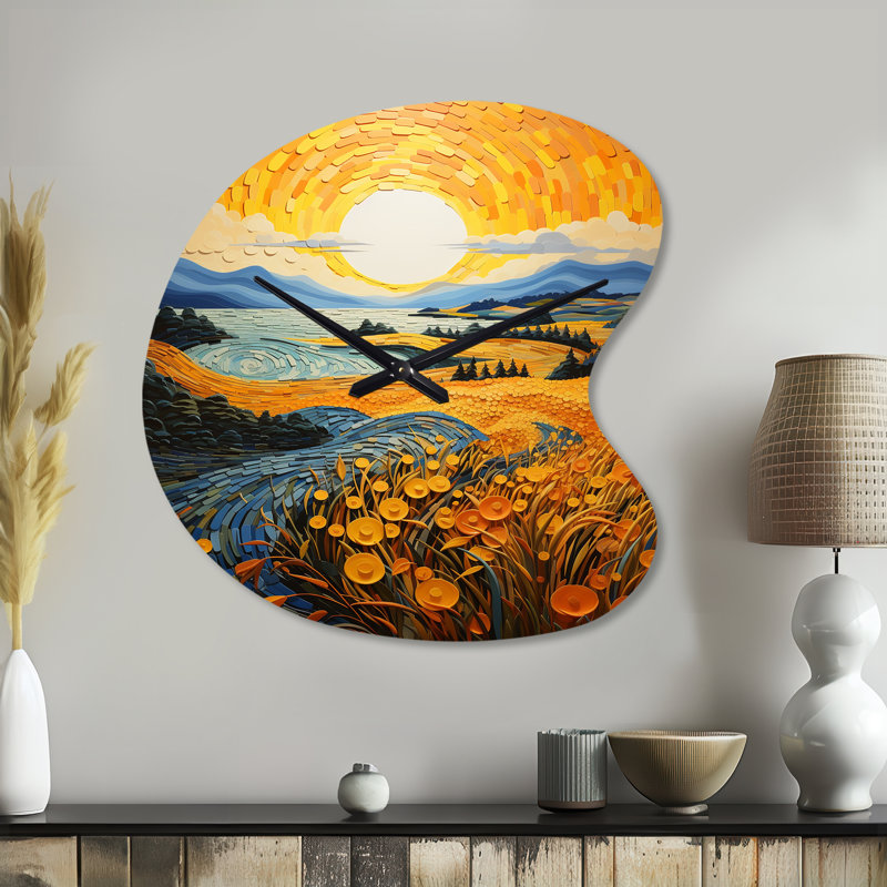 Vangogh Harvest Time In The Wheat Fields II - Drop Shape Large Vangogh 3D Wall Clock, Small