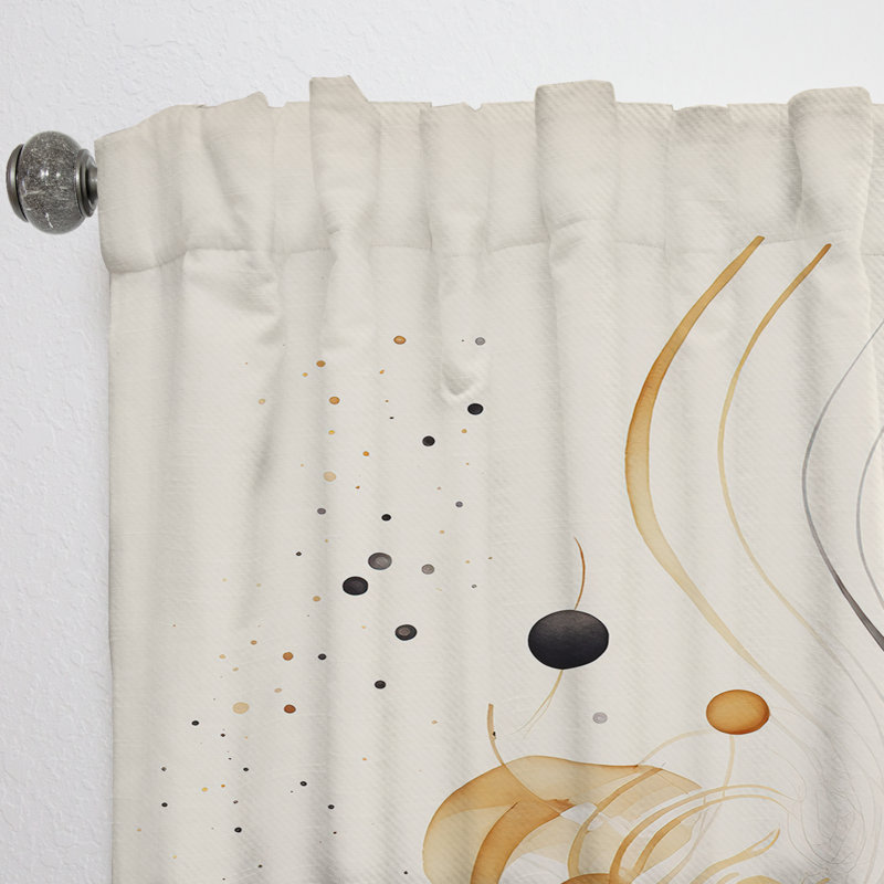 Jayesh - Brown And Black Movement IV - Abstract Spirals Curtain - Velvet Room Darkening - 1 panel, 52" W x 120" L