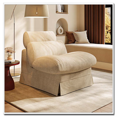 Chaise d'appoint minimaliste avec revêtement en chenille douce et structure en bois massif