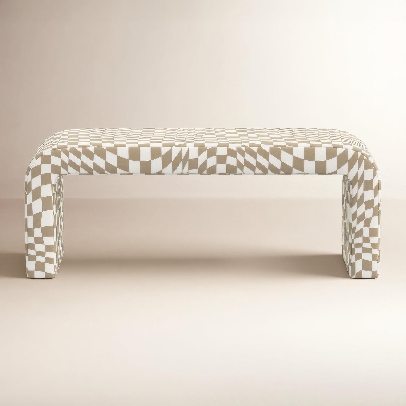Barley 50" Bedroom Bench, Groovy Tan Checkered