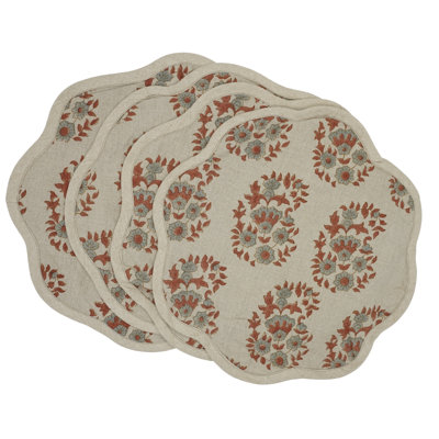 Fabdivine 15"Elegance Scalloped Placemats - Anarkali