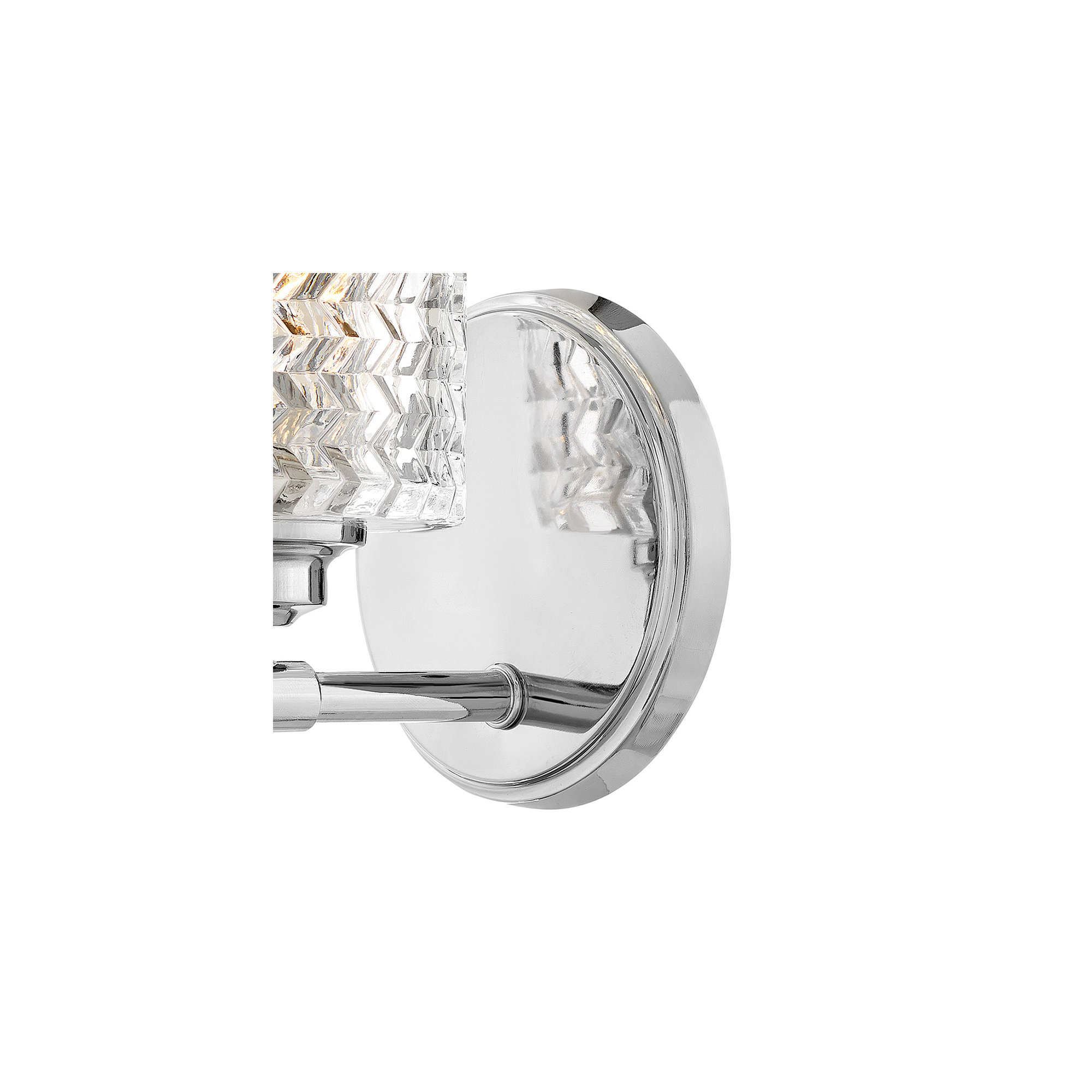 Single Light Glass Steel Dimmable Armed Sconce, Chrome