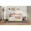 Lit de jour simple avec tiroirs de rangement, lit de jour rembourré avec station de charge et lumières DEL, beige