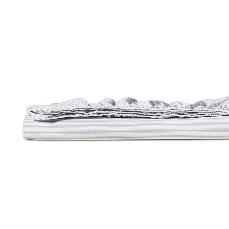 Blass Ticking Egyptian Cotton Percale Striped Fitted Sheet, Haze, Twin XL Fitted Sheet