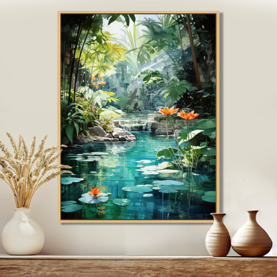 Beant Emerald Oasis A Lush Green Landscape - Forest River Mountains, art mural encadré