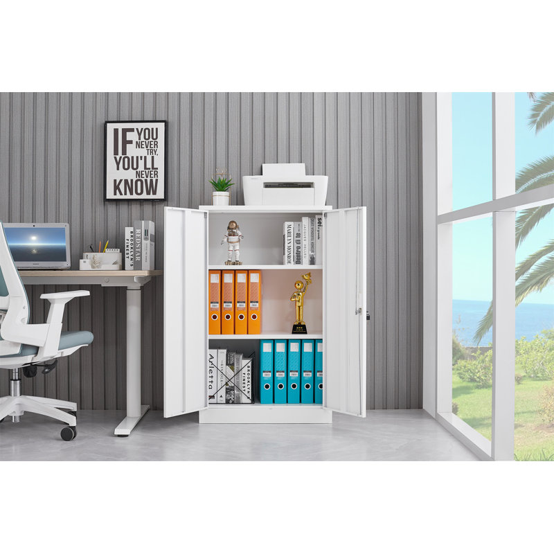 Armoire de rangement pliante en métal blanc, classeur pliant, armoire de rangement avec serrures de porte et tablettes réglables, convient comme armoire de rangement pliante pour la maison, le bureau, l'école et le garage