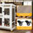 Wooden Two-Story Rabbit Hutch with Waterproof Roof, Wheels, and Pull-Out Trays for Small Animals