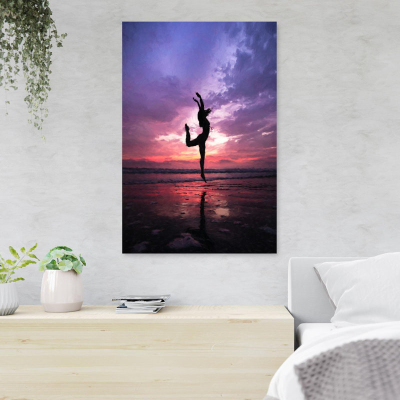 «Ballet Girl On The Beach avant le lever du soleil», reproduction d'art graphique sur toile tendue, H 36 po x l 24 po