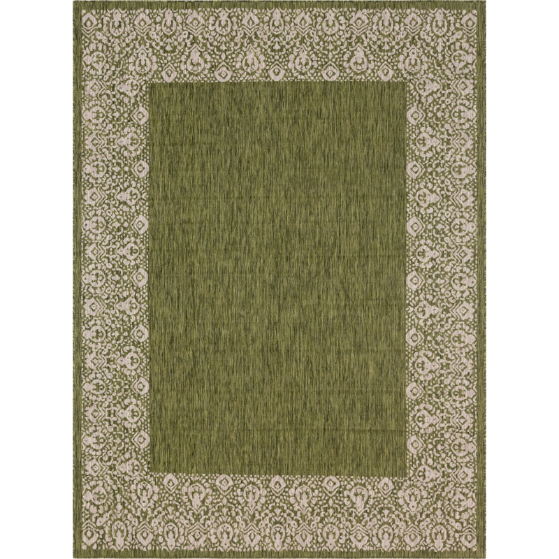 Tapis d'intérieur / extérieur vert Finbar, Rectangle 9 pi x 12 pi 2 po