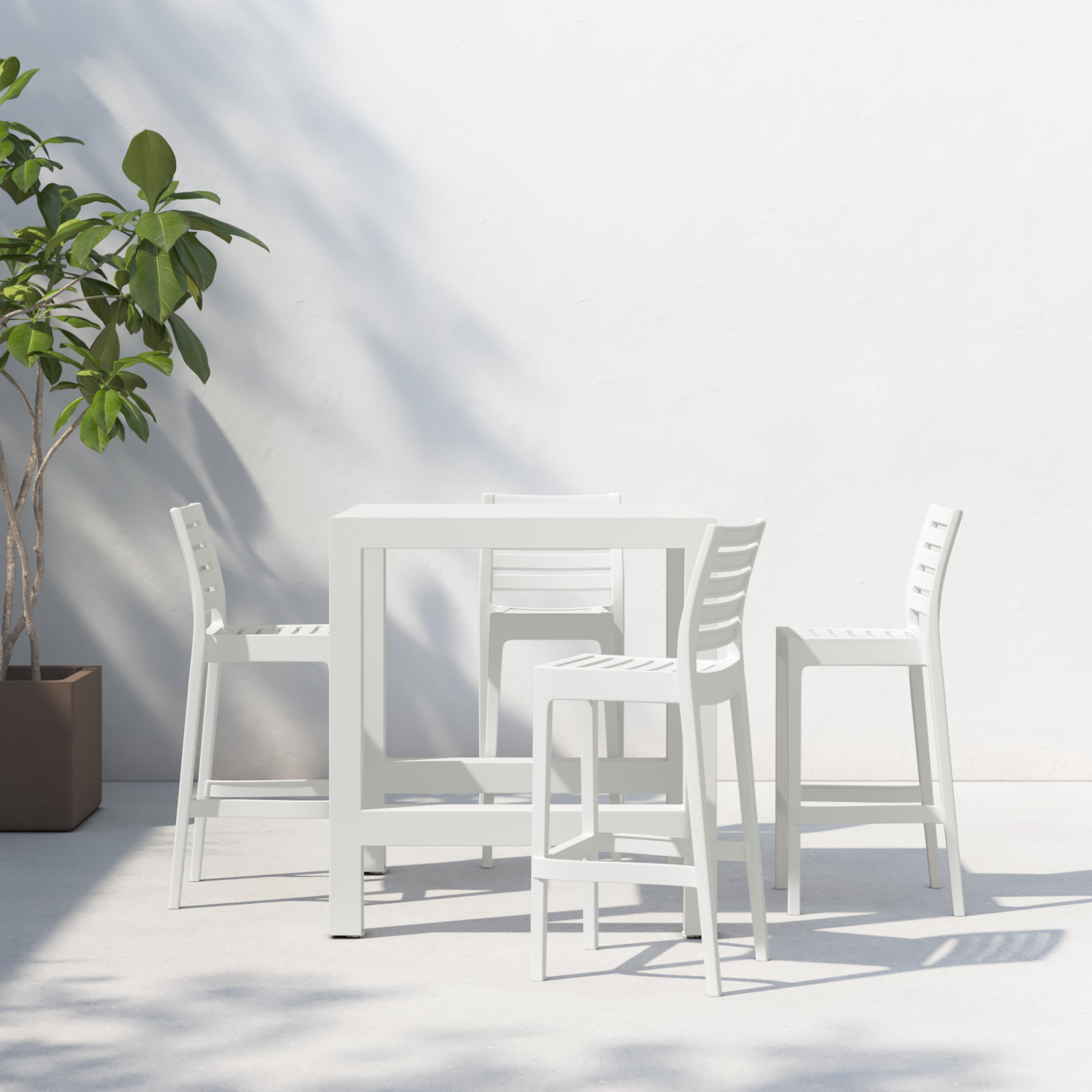Farrah 39" Patio Dining Set, White