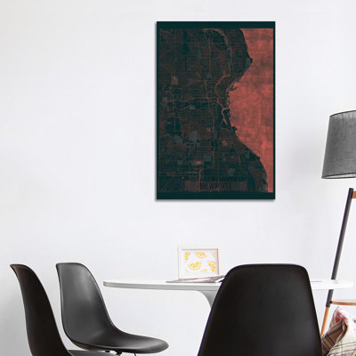 Milwaukee Infrared Urban Blueprint Map by Hubert Roguski - Wrapped Canvas Print