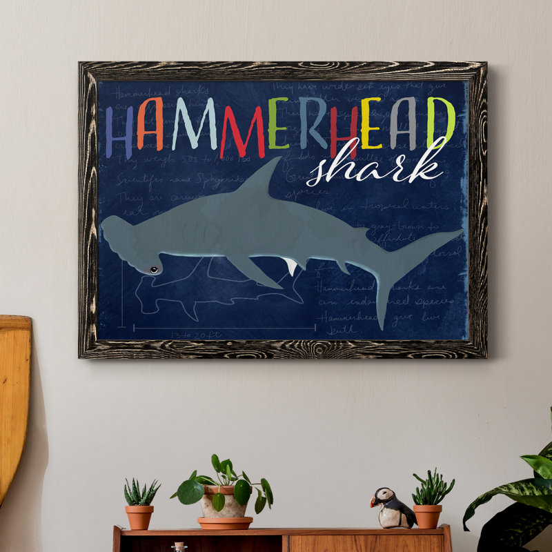 " Hammerhead Shark " Painting Print, Black, 37.5" H x 27.5" W x 1.5" D
