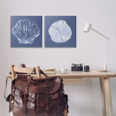«Denim Sand Dollar & Scallop», ensemble de 2 toiles murales par Julie Derice