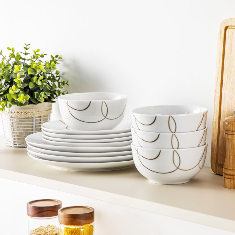 Porcelain China Dinnerware Set 12 Piece - Service for 4