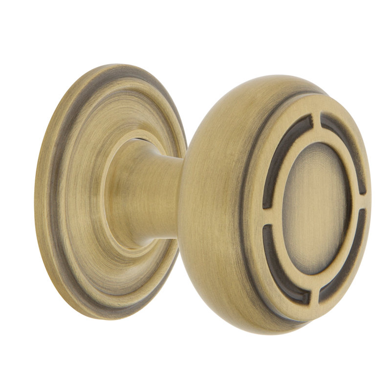 Mission 1 3/8" Diameter Round Knob, Antique Brass