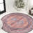 Lesandra Geometric Medallions Machine-Washable Terracotta/Navy Rug-1776304224