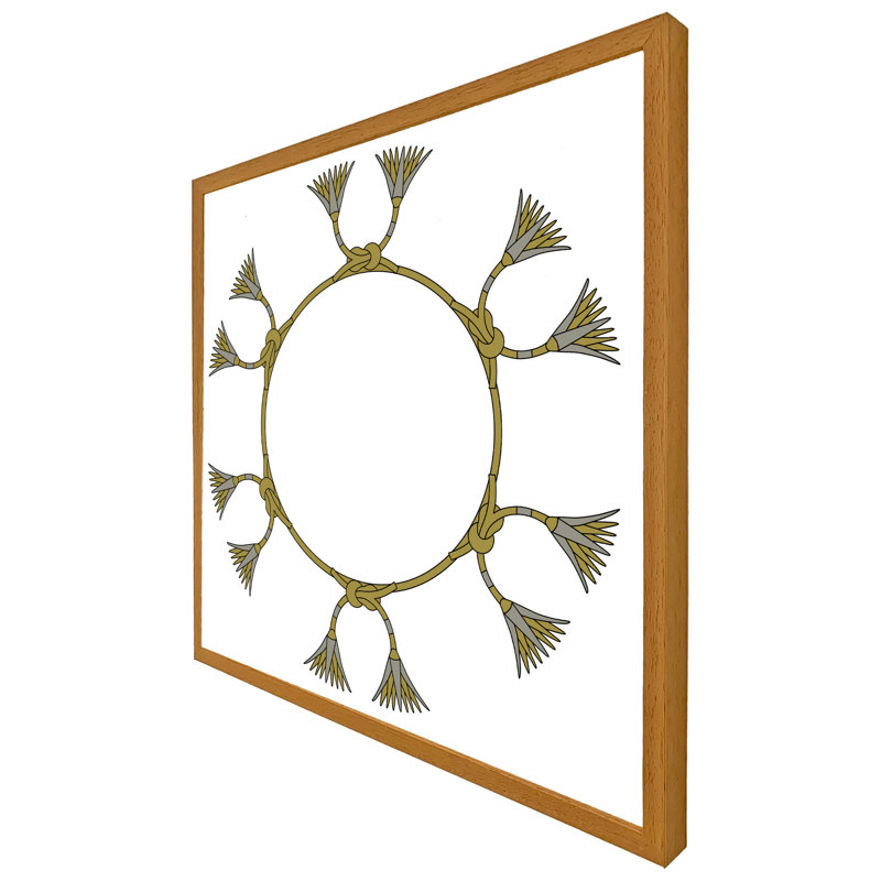 Edon Ancient Egyptian Lotus Motifs - Single Picture Frame Print, 76cm H x 76cm W x 4cm D, Oak Framed