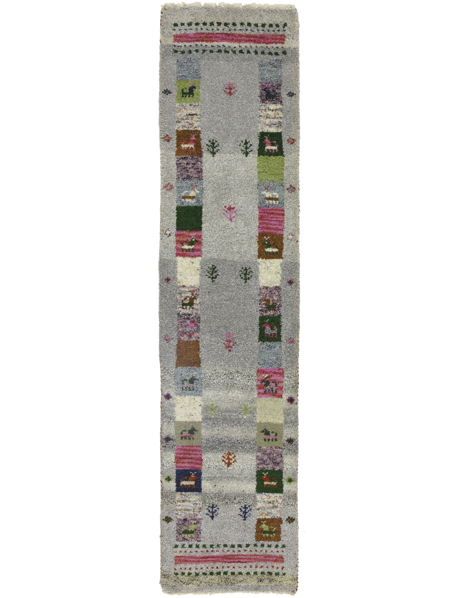 Foundry Select Gray Tribal 1'5X6 IndoGabbeh Oriental Runner Rug Wool