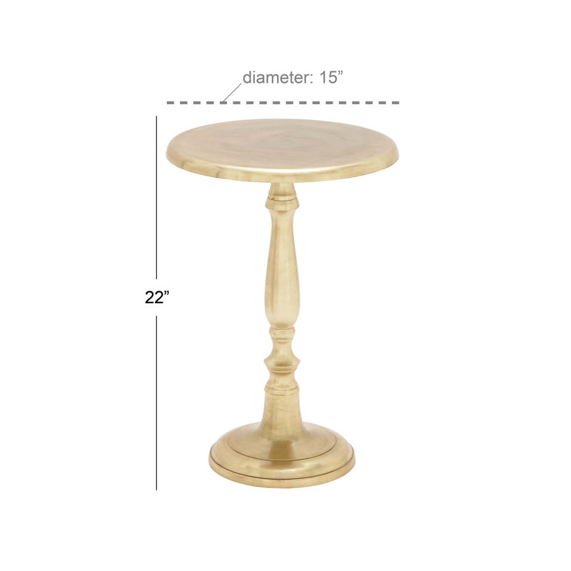 Gold Aluminum Round Pedestal Accent Table, 19"