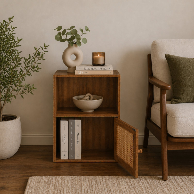 Renita 23.75" H x 16.5" W Cube Accent Cabinet, Brown