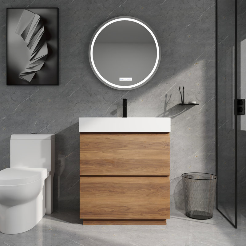 30 Inch Elegant Bath Vanity with Undermount Sink, Soft-Close Doors and Two Drawers, 30"