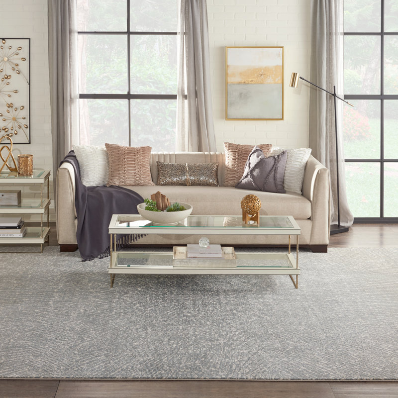 Abstract Elegance 70''x46'' Easy-Care Synthetic Area Rug in Grey