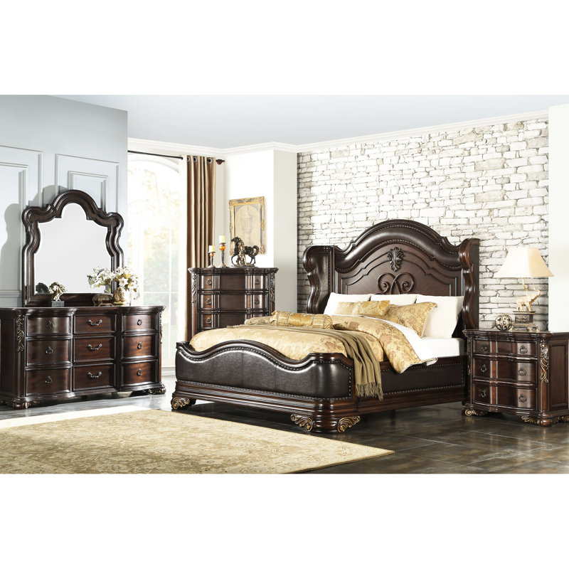 Table de chevet traditionnelle en cerisier, 3 tiroirs pour table de chevet, finition 3 cerisiers