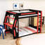 Lit superposé double en bois avec bande lumineuse, ports de charge et bureau-902928471