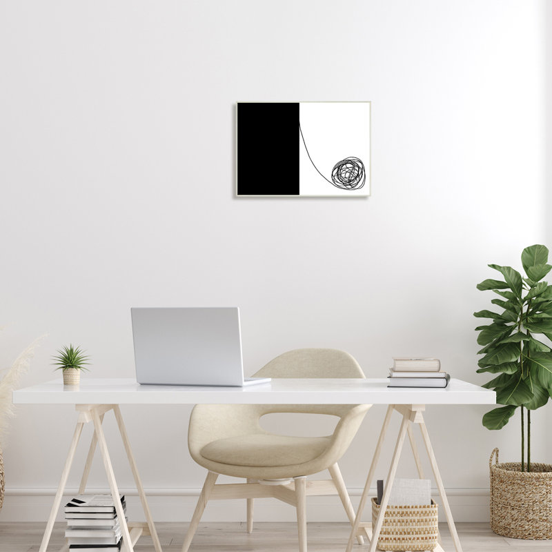 «Simple Abstract Modern Black and White Scribble» par Atelier Posters - impression, H 13 po x l 19 po x P 0,5 po