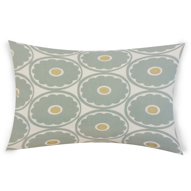 Floral Cotton Blend Reversible Throw Pillow, Blue, 14" x 36"