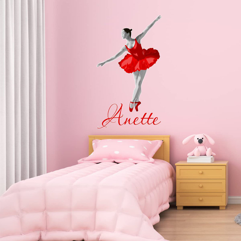 Adhésif décoratif ballerine, H 25 po x l 14 po, Rouge, Oui