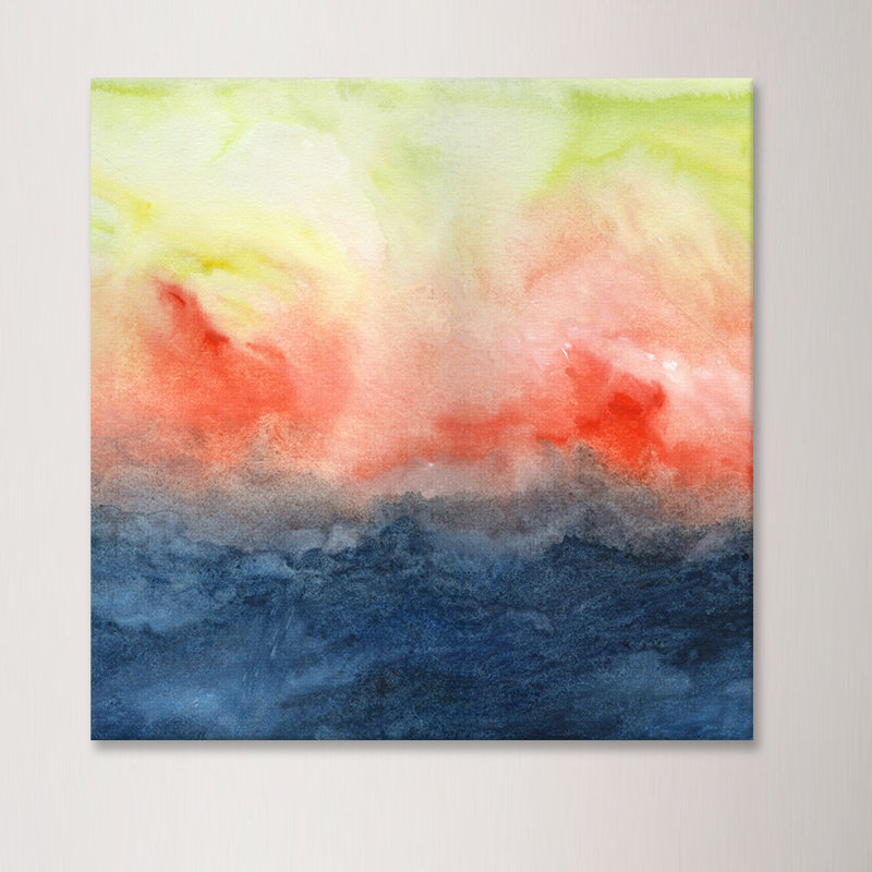 'Brush Fire' Painting Print on Canvas, Black Framed Canvas, 18" H x 18" W x 1.5" D, No Mat