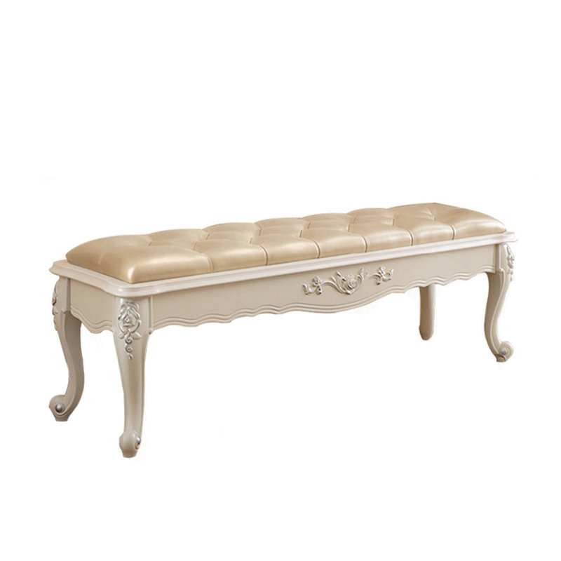 Banc rembourré en similicuir Janci, Champagne