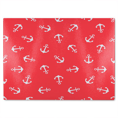 Anchors On Glass Chopping Board