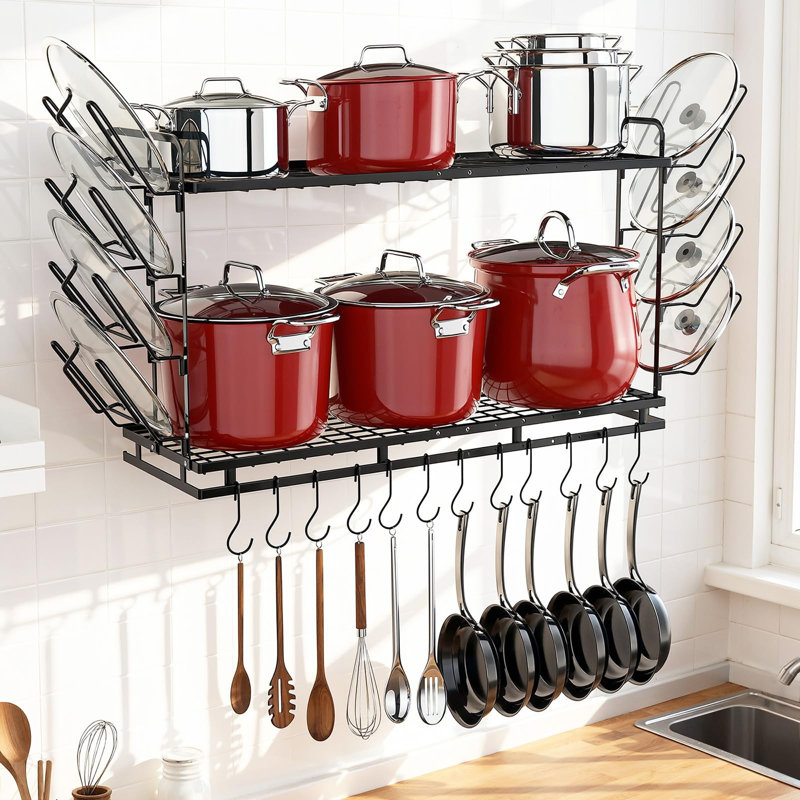 Pot Rack Wall Mounted, 22''-30'' Length Expandable