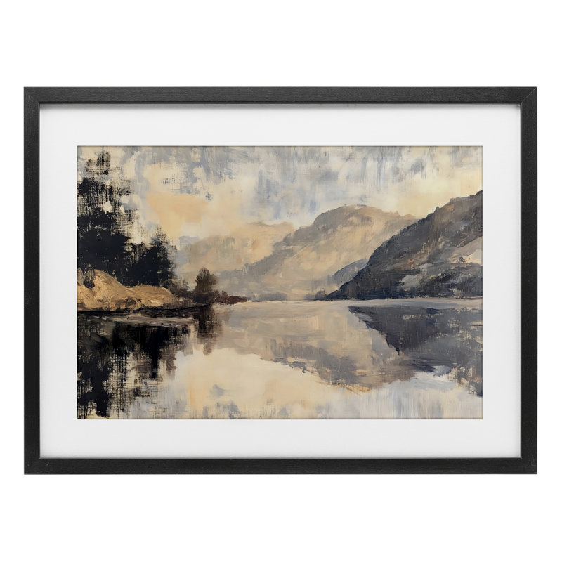 «Brushed Mountain Reflection», impression par LSR Creative Studio, H 14 po x l 20 po, Cadre noir minuit