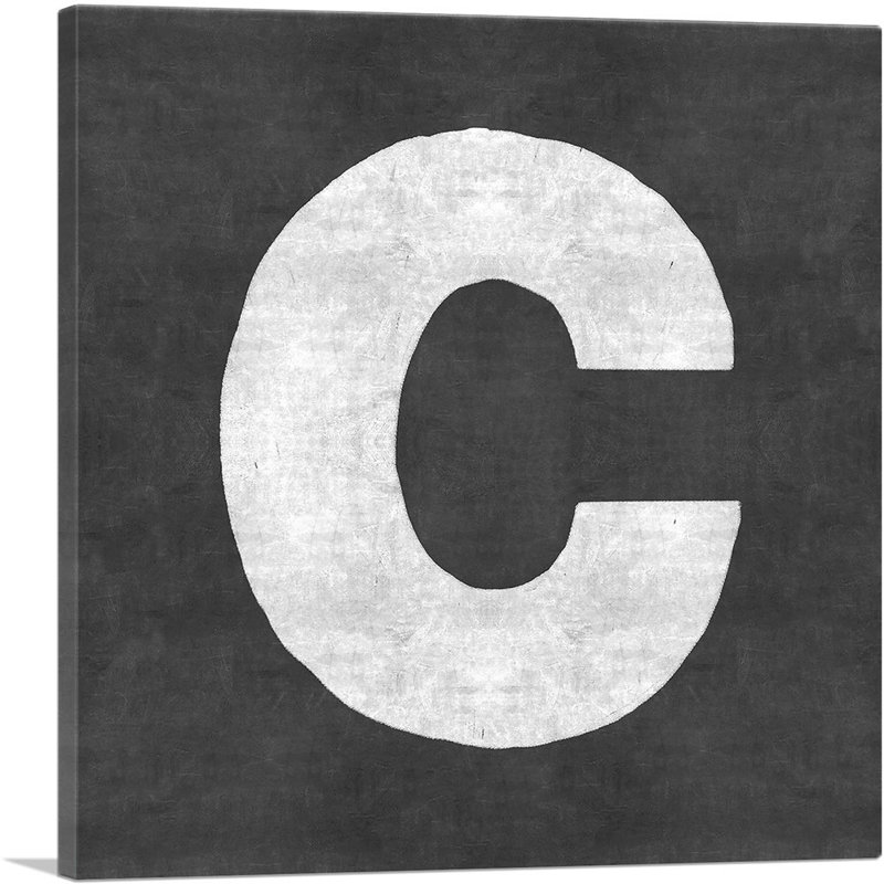 «Chalkboard Alphabet Lettre C», reproduction d'art textuel sur toile tendue, H 26 po x l 26 po x P 1,5 po